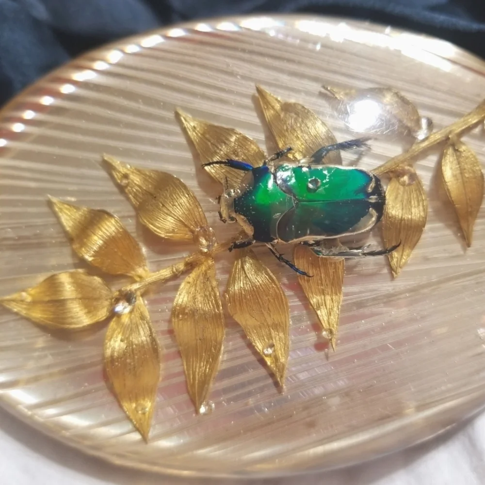 RARE Egyptian Revival Vintage Scarab in Lucite Silk Sash Belt
